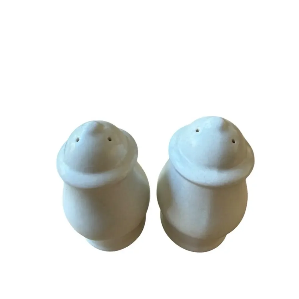 Vintage Stoneware Salt & Pepper Shakers Blue Monogram S P Farmhouse